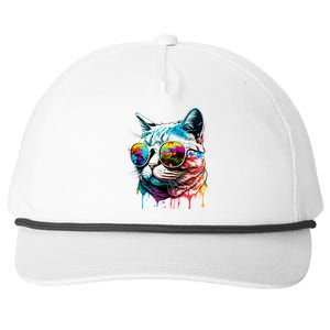 Cute Cat Motif Pop Art Cat Snapback Five-Panel Rope Hat