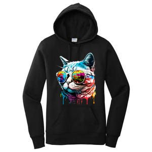 Cute Cat Motif Pop Art Cat Women's Pullover Hoodie