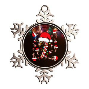 Candy Cane Merry and Bright Red and White Funny Christmas  Metallic Star Ornament