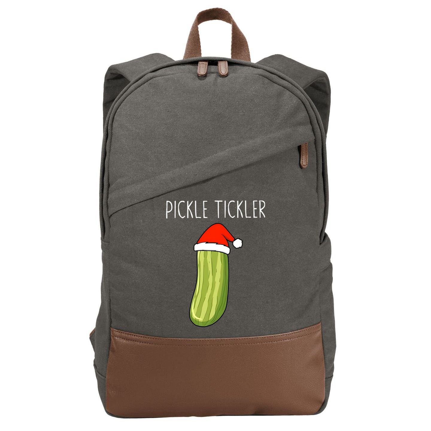 Christmas Couple Matching Tickle My Pickle Cotton Canvas Backpack