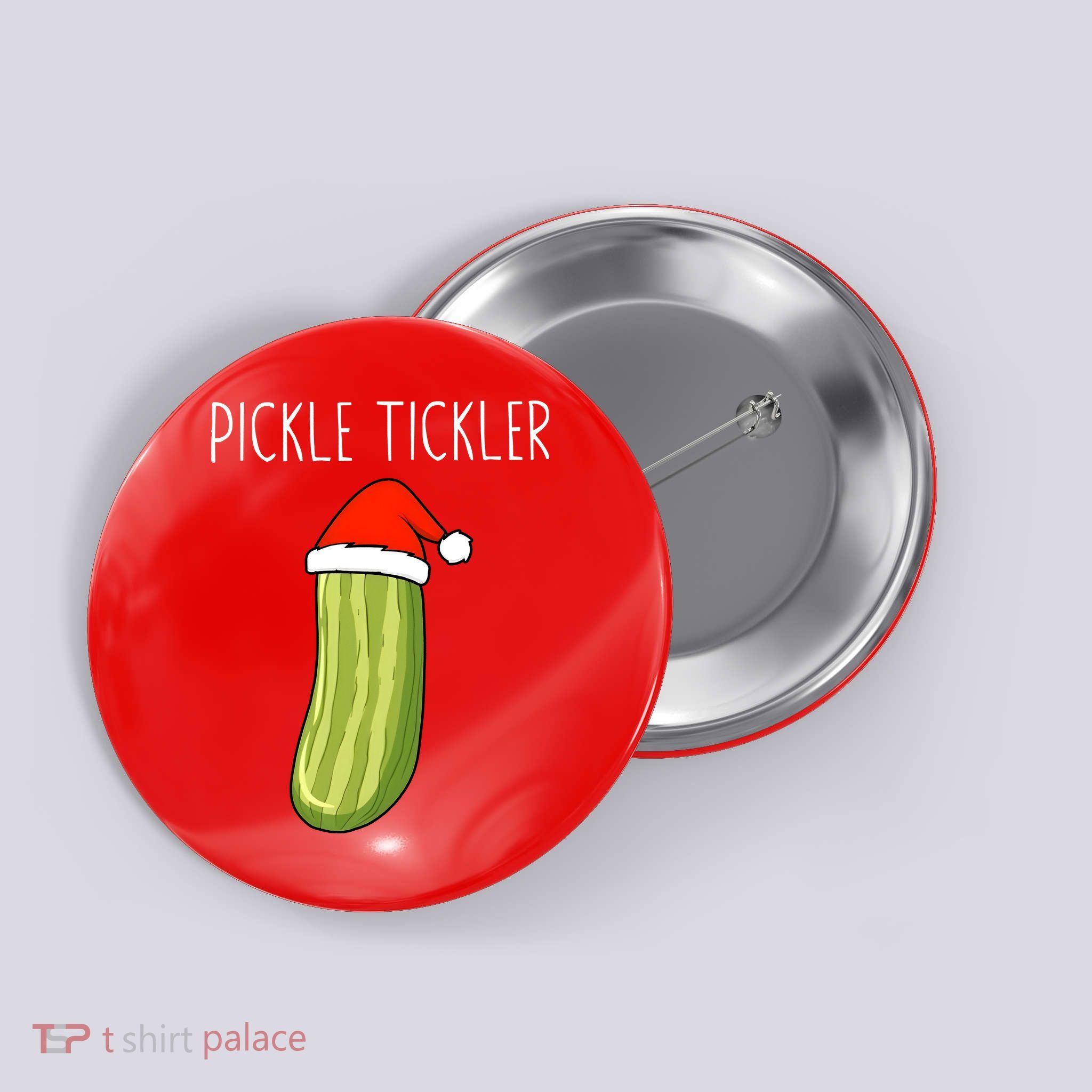 Christmas Couple Matching Tickle My Pickle Button