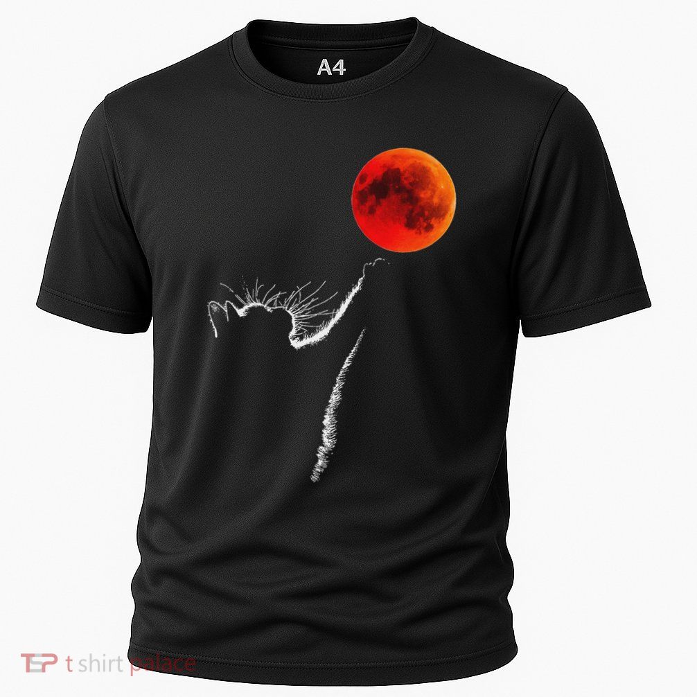 Curious Cat Meets The Blood Moon Lunar Eclipse 14 March 2025 Cooling Performance Crew T-Shirt