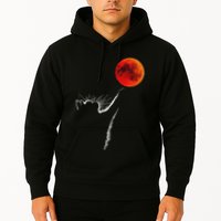 Curious Cat Meets The Blood Moon Lunar Eclipse 14 March 2025 Hoodie