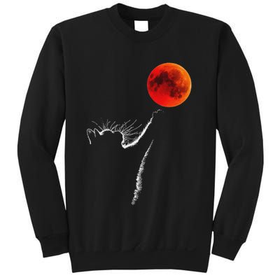 Curious Cat Meets The Blood Moon Lunar Eclipse 14 March 2025 Sweatshirt