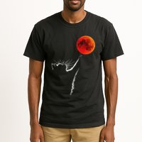 Curious Cat Meets The Blood Moon Lunar Eclipse 14 March 2025 Tall T-Shirt