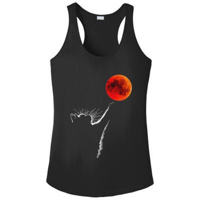 Curious Cat Meets The Blood Moon Lunar Eclipse 14 March 2025 Ladies PosiCharge Competitor Racerback Tank