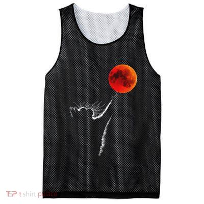 Curious Cat Meets The Blood Moon Lunar Eclipse 14 March 2025 Mesh Reversible Basketball Jersey Tank