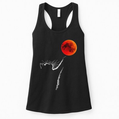 Curious Cat Meets The Blood Moon Lunar Eclipse 14 March 2025 Womens Tank Top