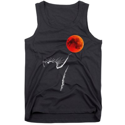 Curious Cat Meets The Blood Moon Lunar Eclipse 14 March 2025 Tank Top