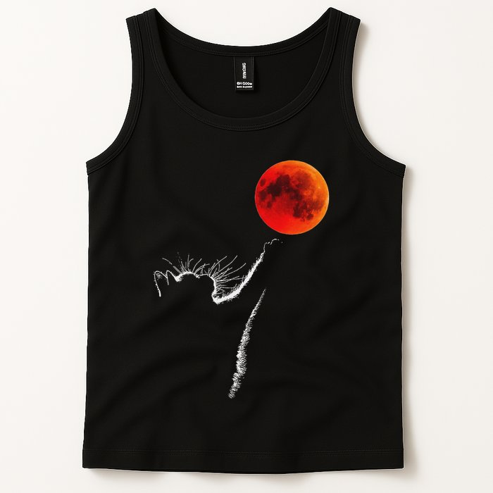 Curious Cat Meets The Blood Moon Lunar Eclipse 14 March 2025 Tank Top