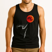 Curious Cat Meets The Blood Moon Lunar Eclipse 14 March 2025 Tank Top