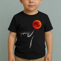 Curious Cat Meets The Blood Moon Lunar Eclipse 14 March 2025 Toddler T-Shirt
