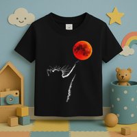 Curious Cat Meets The Blood Moon Lunar Eclipse 14 March 2025 Toddler T-Shirt