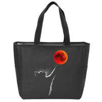 Curious Cat Meets The Blood Moon Lunar Eclipse 14 March 2025 Zip Tote Bag