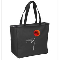 Curious Cat Meets The Blood Moon Lunar Eclipse 14 March 2025 Zip Tote Bag