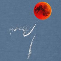 Curious Cat Meets The Blood Moon Lunar Eclipse 14 March 2025 Garment-Dyed Sweatshirt