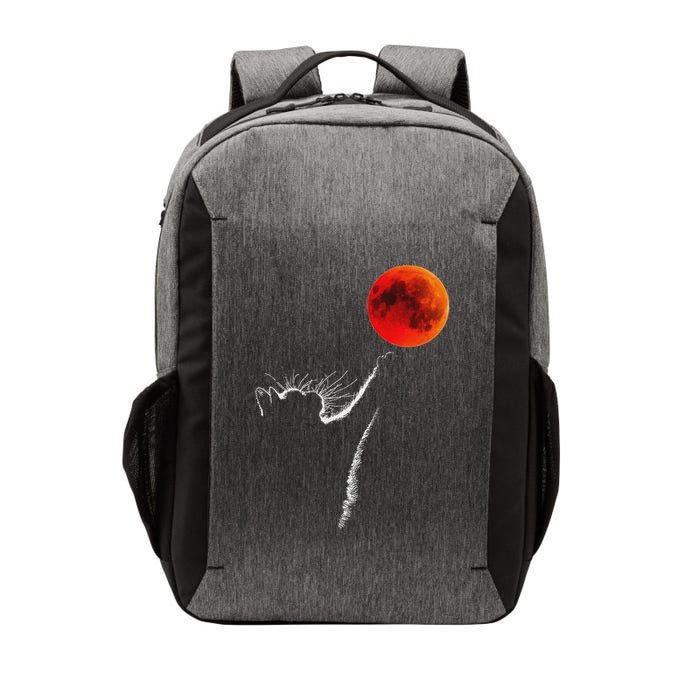 Curious Cat Meets The Blood Moon Lunar Eclipse 14 March 2025 Vector Backpack