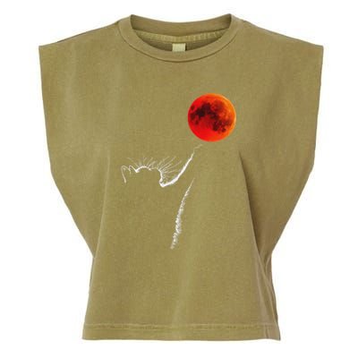 Curious Cat Meets The Blood Moon Lunar Eclipse 14 March 2025 Garment-Dyed Women's Muscle Tee