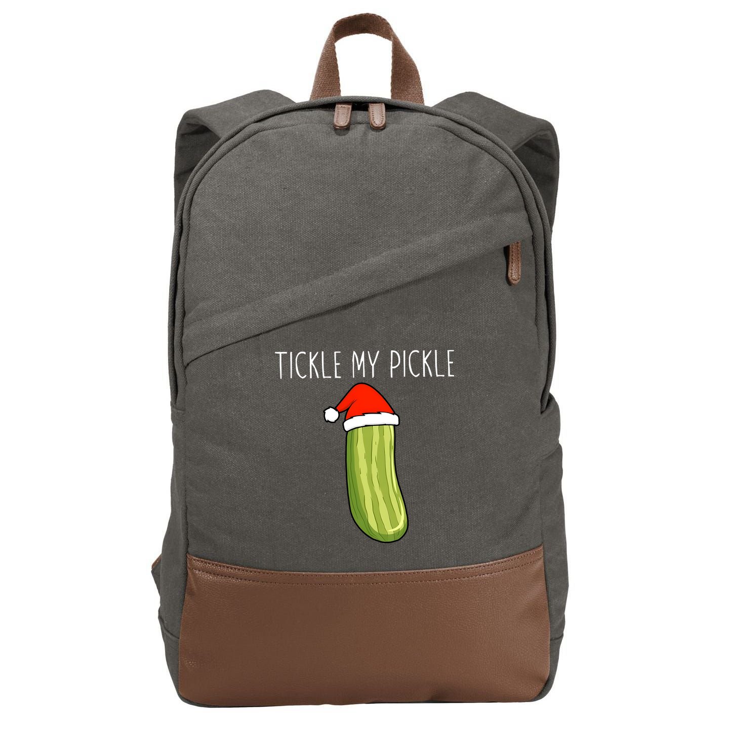 Christmas Couple Matching Tickle My Pickle Cotton Canvas Backpack