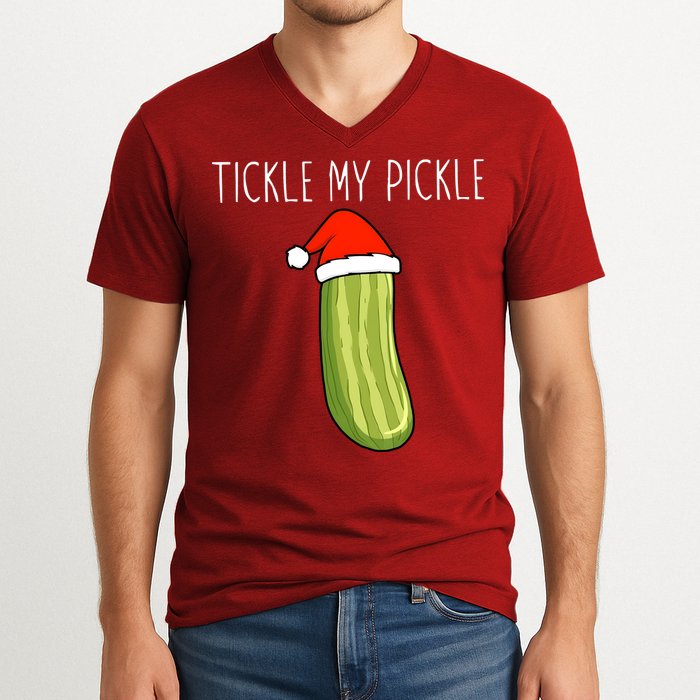 Christmas Couple Matching Tickle My Pickle V-Neck T-Shirt