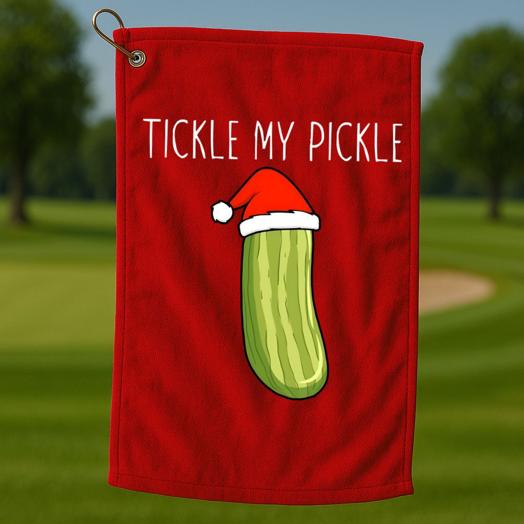 Christmas Couple Matching Tickle My Pickle Golf Towel