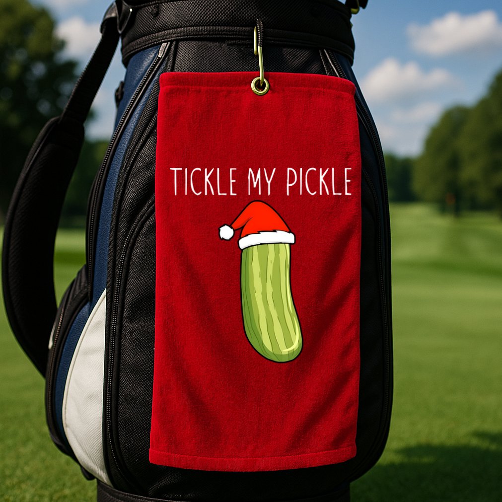 Christmas Couple Matching Tickle My Pickle Golf Towel