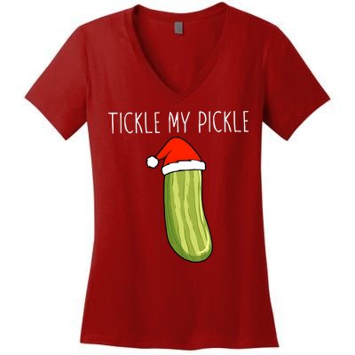 Christmas Couple Matching Tickle My Pickle Women's V-Neck T-Shirt