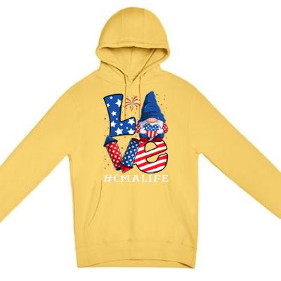 Cma Certified Medical Assistant Love 4th Of July Gnome Usa Gift Premium Pullover Hoodie