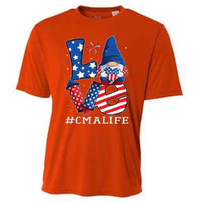 Cma Certified Medical Assistant Love 4th Of July Gnome Usa Gift Cooling Performance Crew T-Shirt