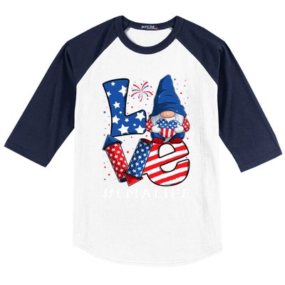 Cma Certified Medical Assistant Love 4th Of July Gnome Usa Gift Baseball Sleeve Shirt