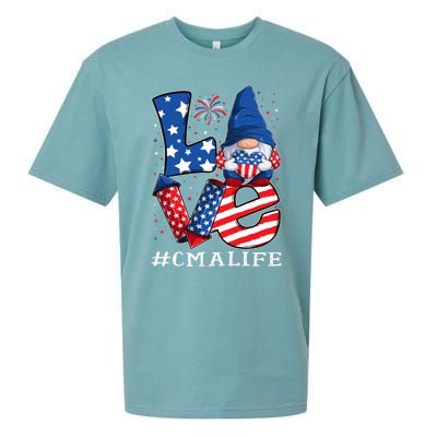 Cma Certified Medical Assistant Love 4th Of July Gnome Usa Gift Sueded Cloud Jersey T-Shirt