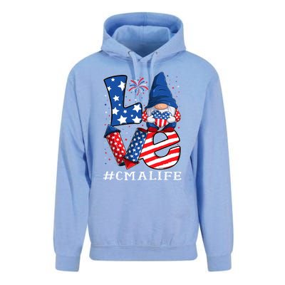 Cma Certified Medical Assistant Love 4th Of July Gnome Usa Gift Unisex Surf Hoodie