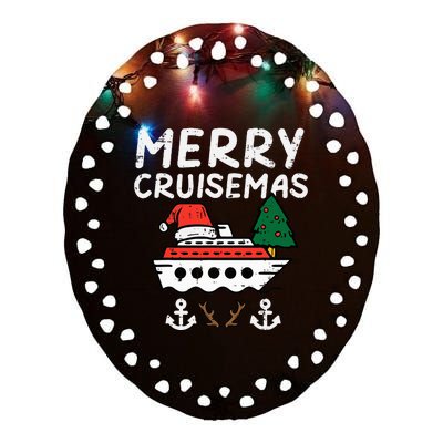 Christmas Cruise Merry Cruisemas Family Xmas Ceramic Oval Ornament