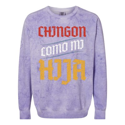 Chingon Con Mi Hija Dia Del Padre Awesome Like My Daughter Colorblast Crewneck Sweatshirt