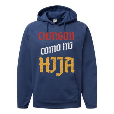 Chingon Con Mi Hija Dia Del Padre Awesome Like My Daughter Performance Fleece Hoodie