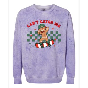 CanT Catch Me Merry Christmas Skateboarding Gingerbread Gift Colorblast Crewneck Sweatshirt