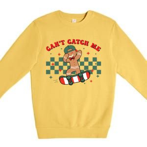 CanT Catch Me Merry Christmas Skateboarding Gingerbread Gift Premium Crewneck Sweatshirt