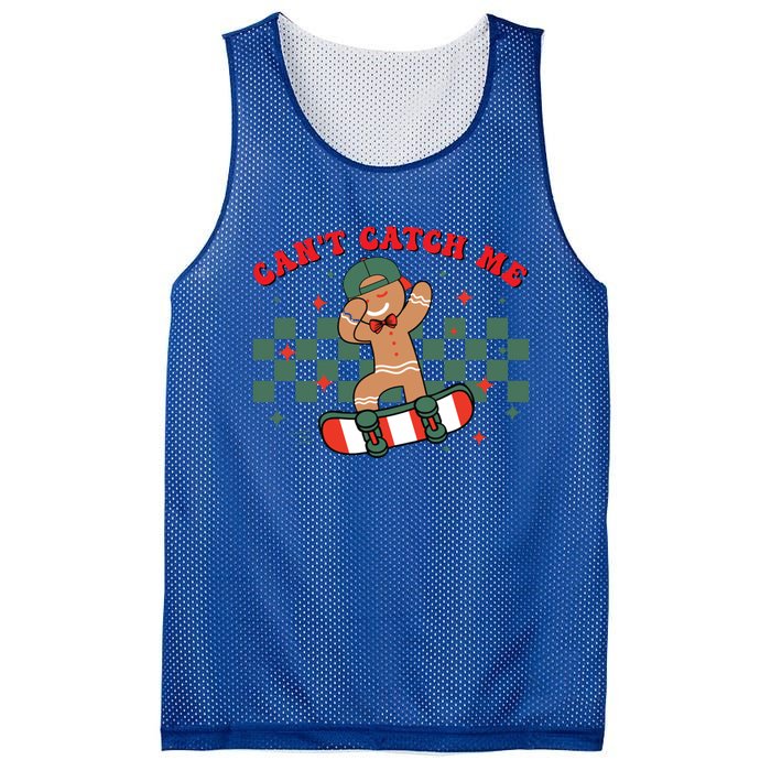 CanT Catch Me Merry Christmas Skateboarding Gingerbread Gift Mesh Reversible Basketball Jersey Tank