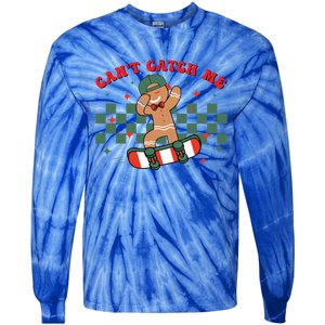 CanT Catch Me Merry Christmas Skateboarding Gingerbread Gift Tie-Dye Long Sleeve Shirt