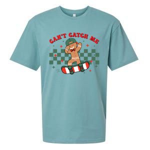 CanT Catch Me Merry Christmas Skateboarding Gingerbread Gift Sueded Cloud Jersey T-Shirt