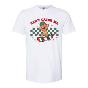 CanT Catch Me Merry Christmas Skateboarding Gingerbread Gift Softstyle CVC T-Shirt