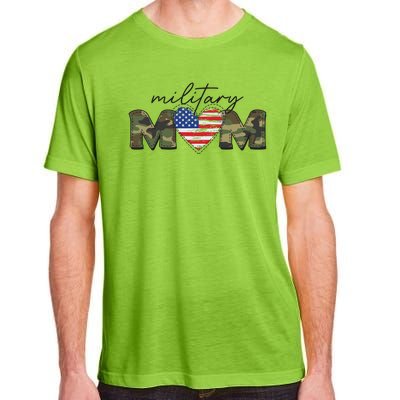 Cute Camouflage Military Mom American Flag Heart Adult ChromaSoft Performance T-Shirt