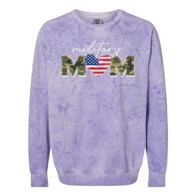 Cute Camouflage Military Mom American Flag Heart Colorblast Crewneck Sweatshirt