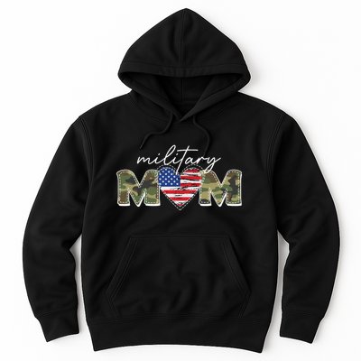 Cute Camouflage Military Mom American Flag Heart Hoodie