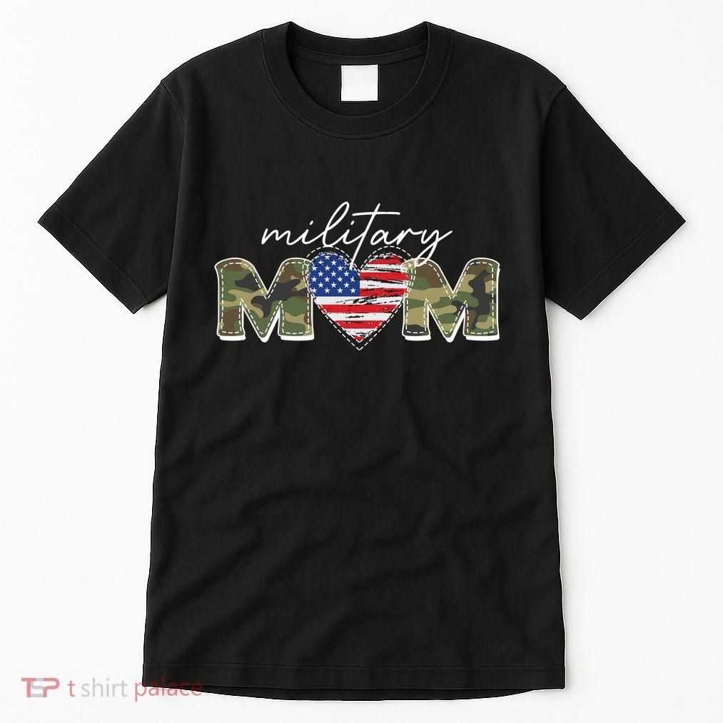 Cute Camouflage Military Mom American Flag Heart Tall T-Shirt
