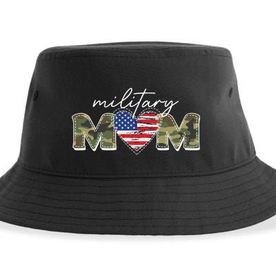Cute Camouflage Military Mom American Flag Heart Sustainable Bucket Hat