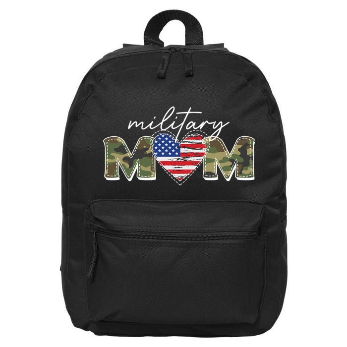 Cute Camouflage Military Mom American Flag Heart 16 in Basic Backpack