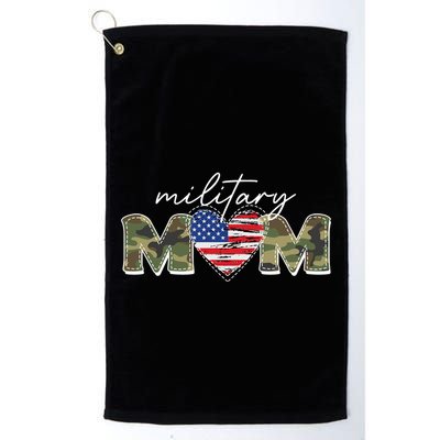 Cute Camouflage Military Mom American Flag Heart Golf Towel