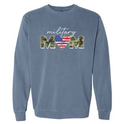 Cute Camouflage Military Mom American Flag Heart Garment-Dyed Sweatshirt