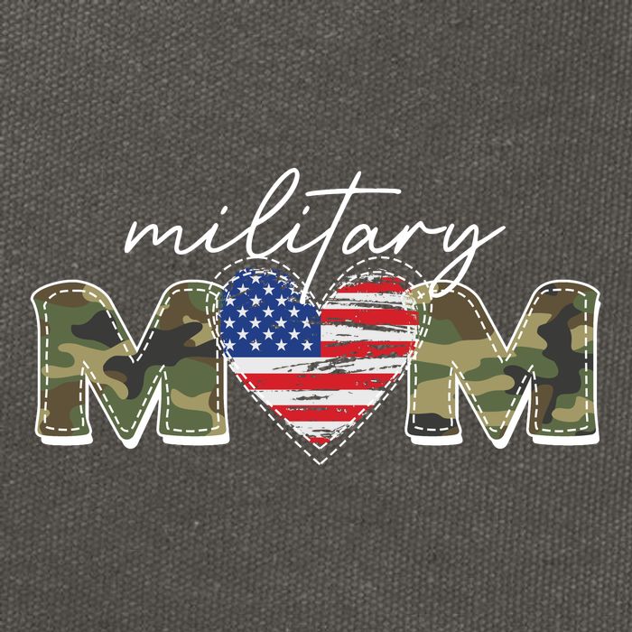 Cute Camouflage Military Mom American Flag Heart Cotton Canvas Backpack